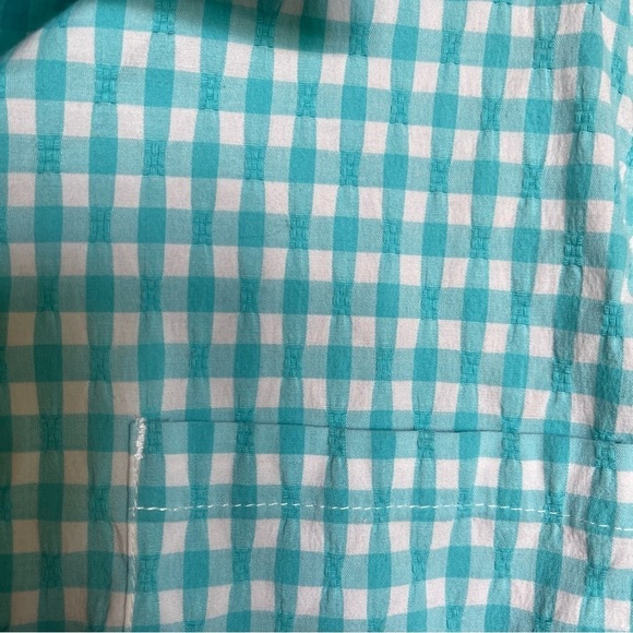 Vintage Denim & Co blue and white checked button up short sleeve shirt medium - Picture 10 of 10